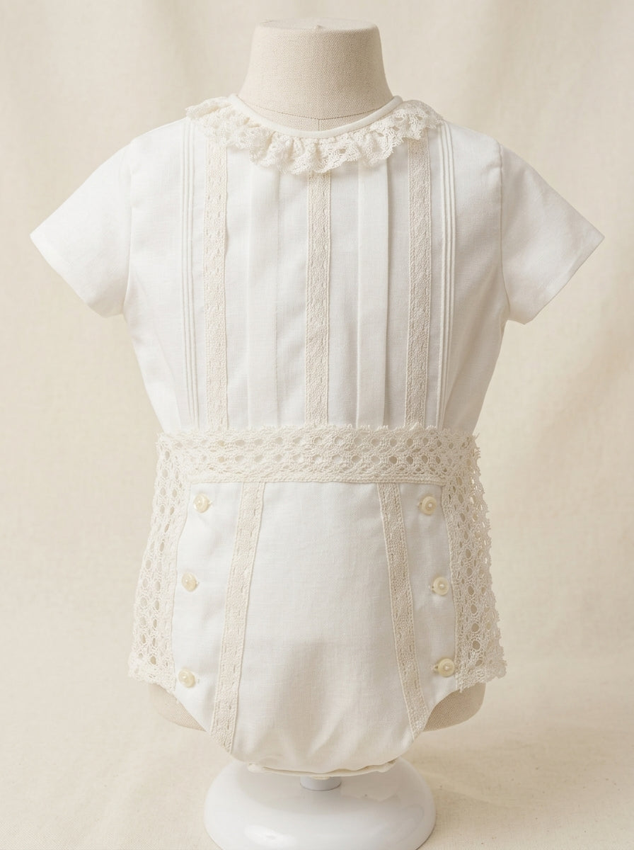 Conjunto batista beig con puntillas m/c
