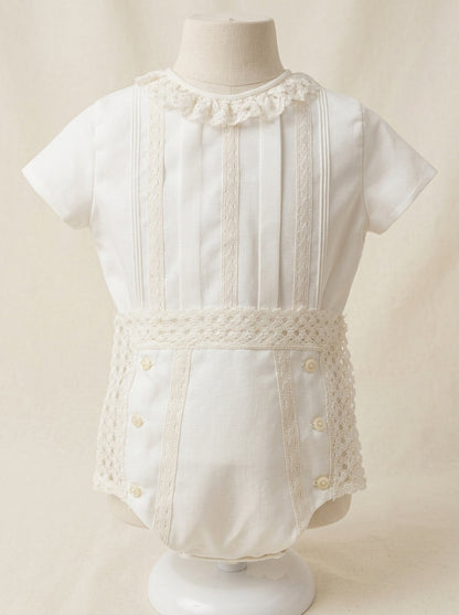 Conjunto batista beig con puntillas m/c