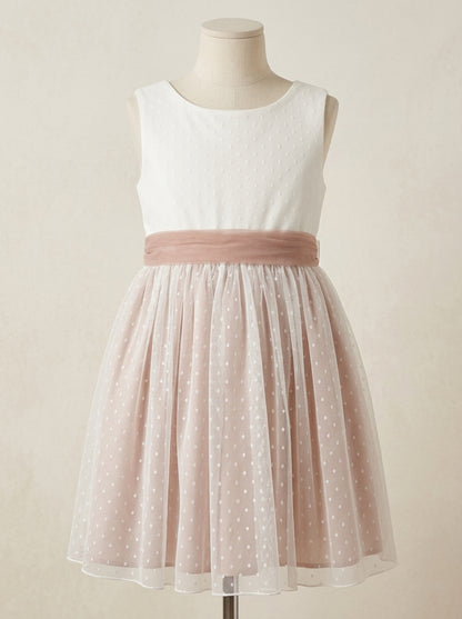 Vestido tul rosa empolvado sin mangas
