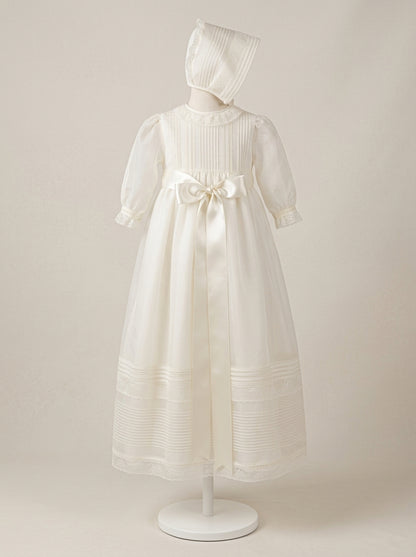 Faldón organza con lorzas y puntillas y capota