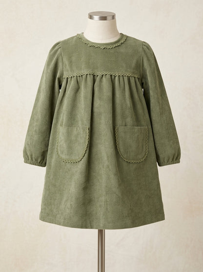 Vestido verde botella de pana