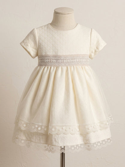 Vestido tul bordado beig