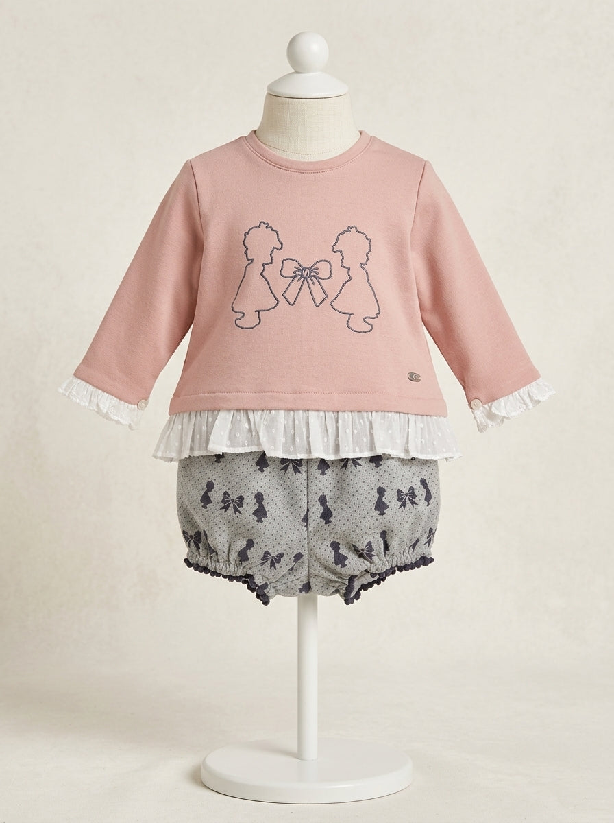 Conjunto sudadera rosa y ranita "Bonnie"