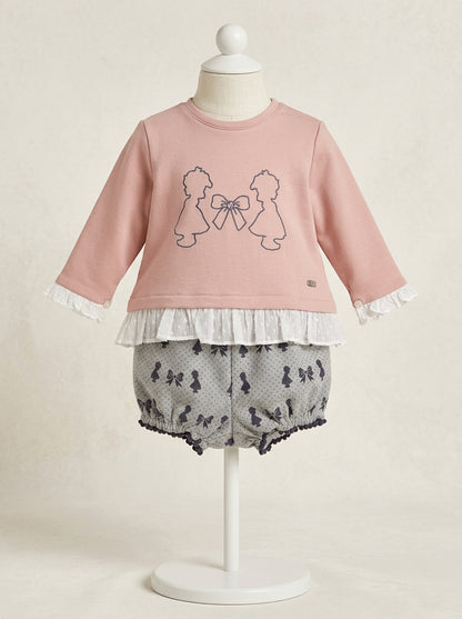 Conjunto sudadera rosa y ranita "Bonnie"