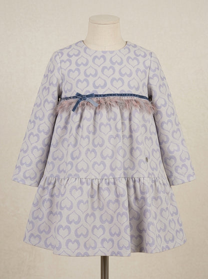 Vestido corazones azul con lazo de terciopelo