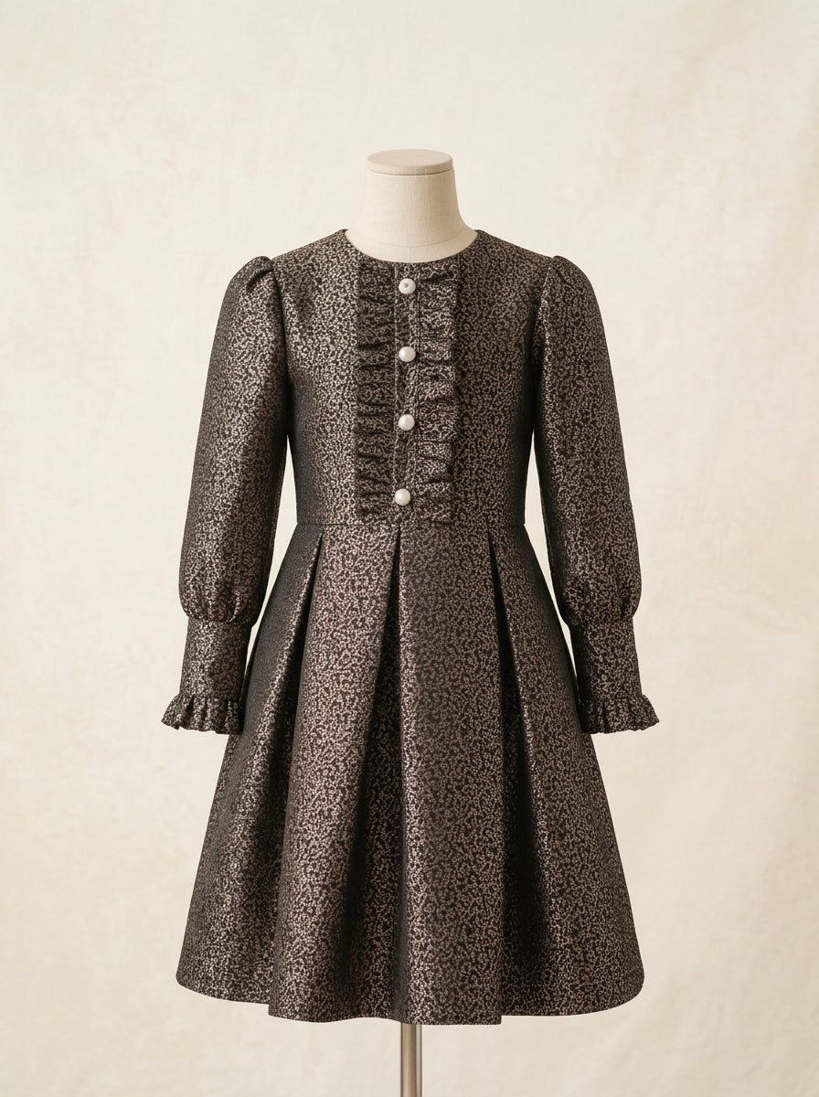 Vestido brocado granate