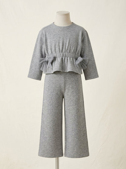 Conjunto punto gris con brillitos y lazos tul