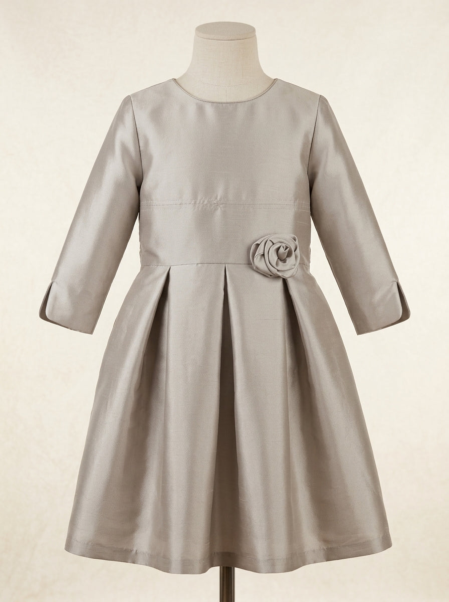 Vestido mikado color topo