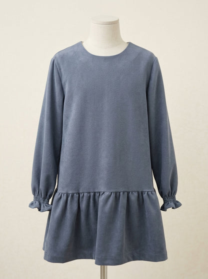 Vestido azul con cuello cuadros desmontable