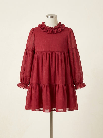 Vestido gasa plumeti granate