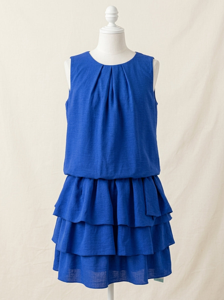 Vestido azulon con 3 volantes