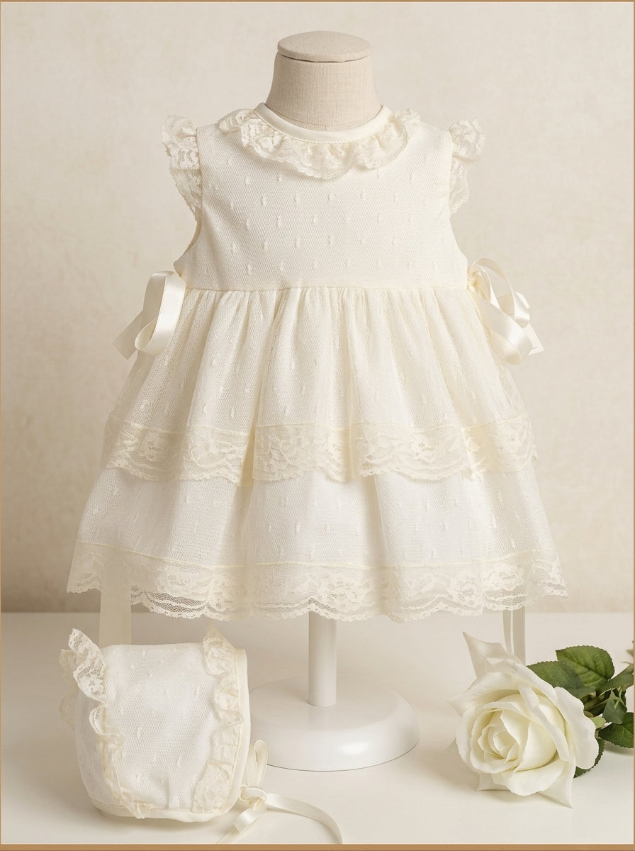 Vestido de tul beig con capota