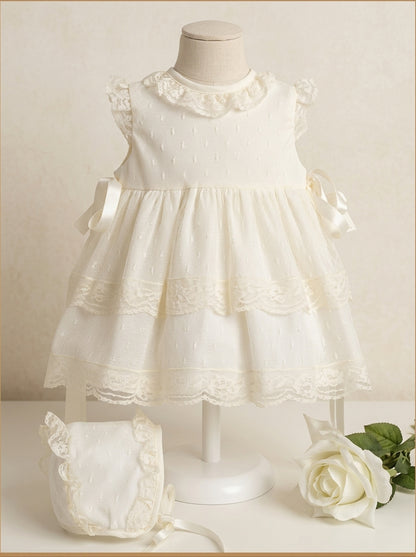 Vestido de tul beig con capota