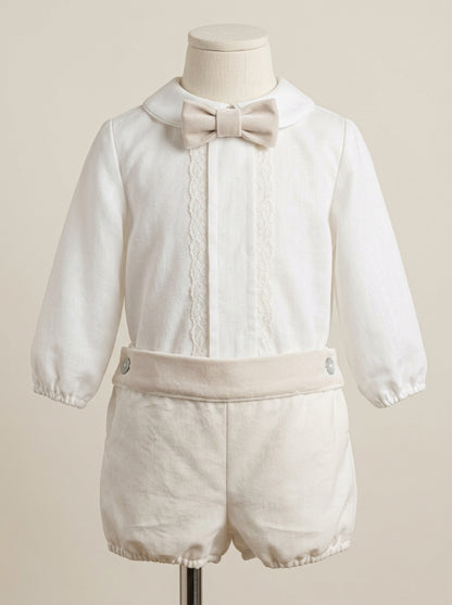 Conjunto camisa y bombacho terciopelo beig