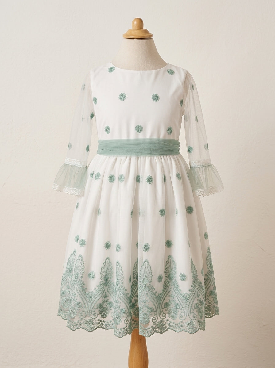 Vestido tul bordado verde Eire