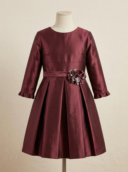 Vestido mikado granate con detalle lateral