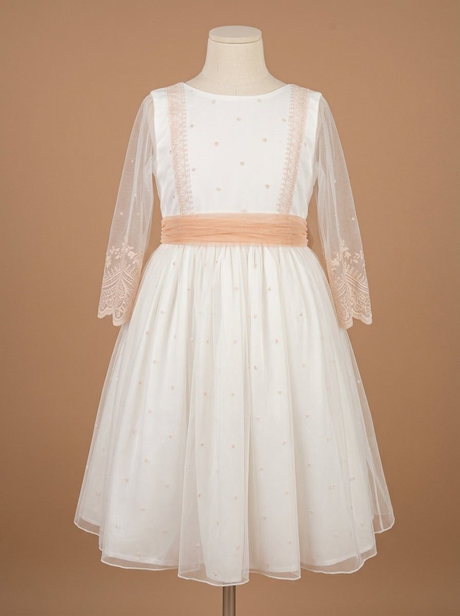 Vestido tul bordado salmón Deva