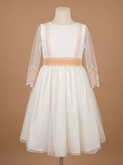 Vestido tul bordado salmón Deva
