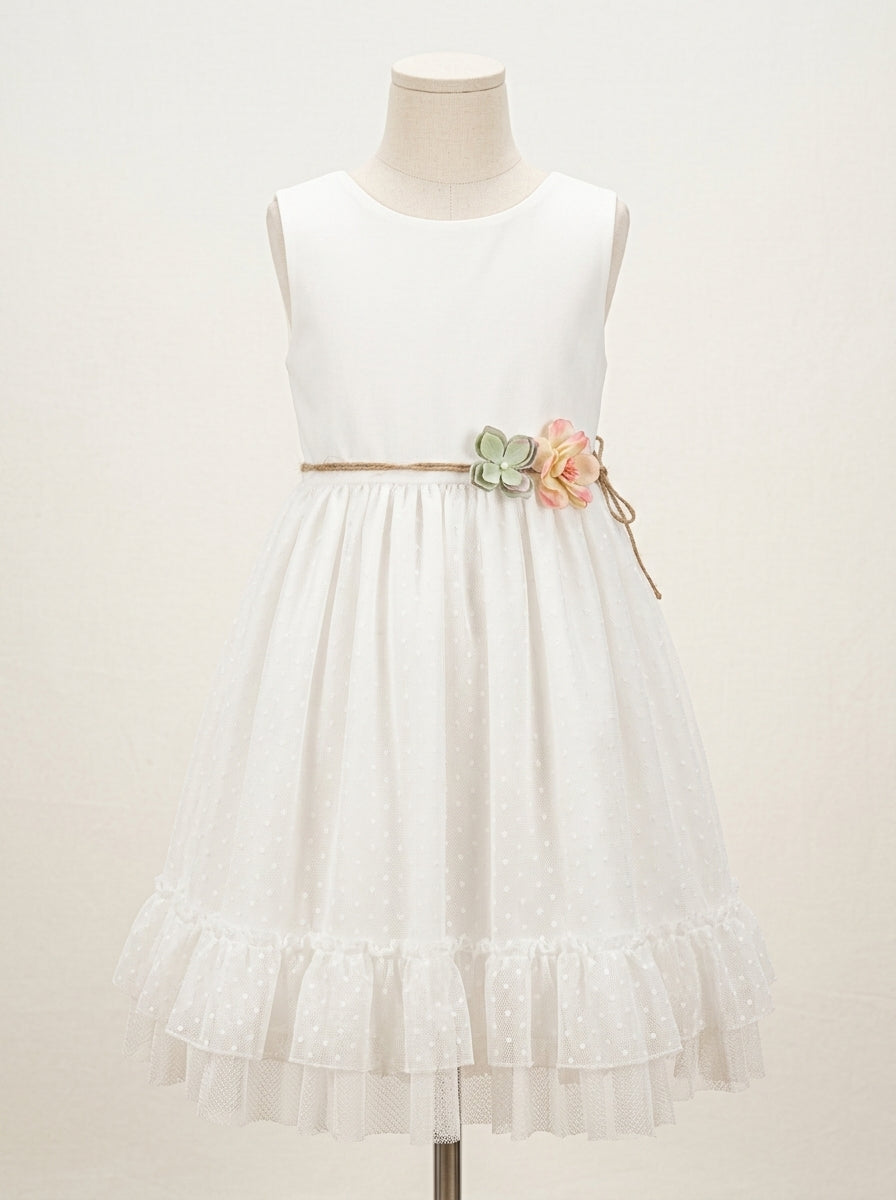 Vestido de tul blanco con flores
