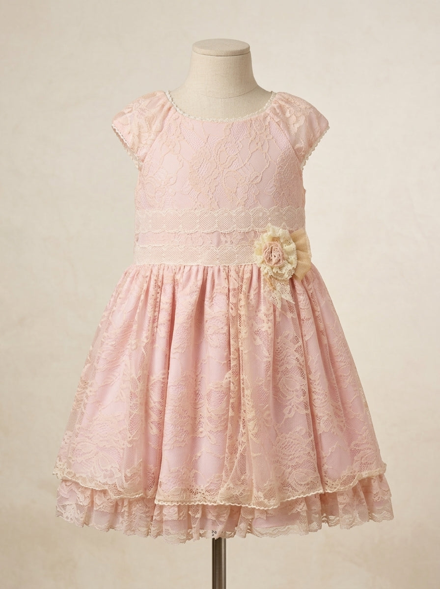 Vestido tul rosa con gran vuelo