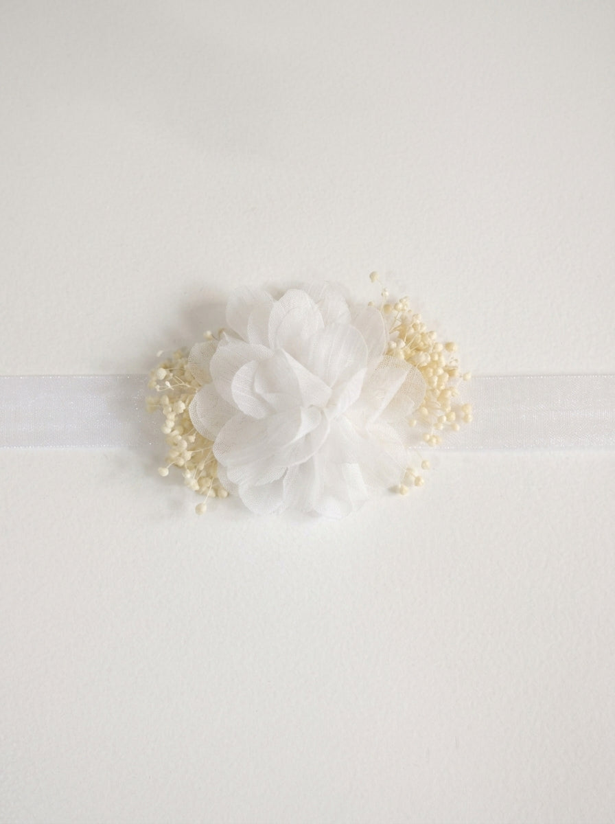 Diadema elastica blanca 1 flor