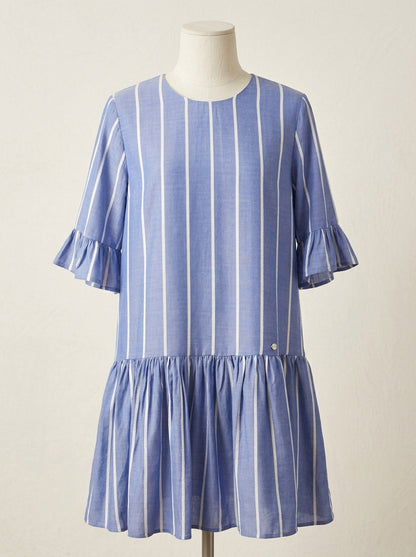 Vestido azul nautico con rayita blanca