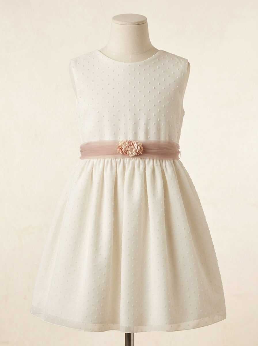 Vestido plumeti de gasa sin mangas