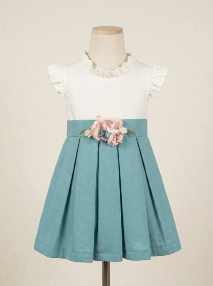 Vestido verde pato sin mangas "Carmen"