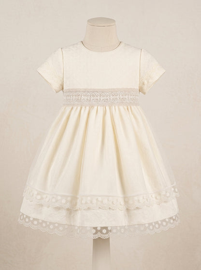 Vestido tul bordado beig