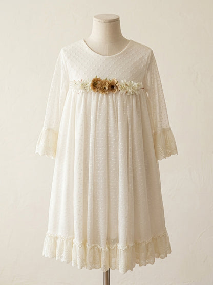 Vestido de tul blanco manga francesa