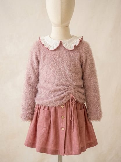 Conjunto jersey pelo rosa y falda "Alegria"