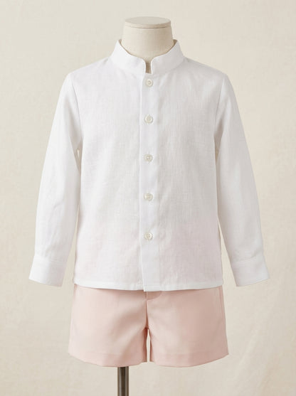 Conjunto camisa blanca y short mikado rosa