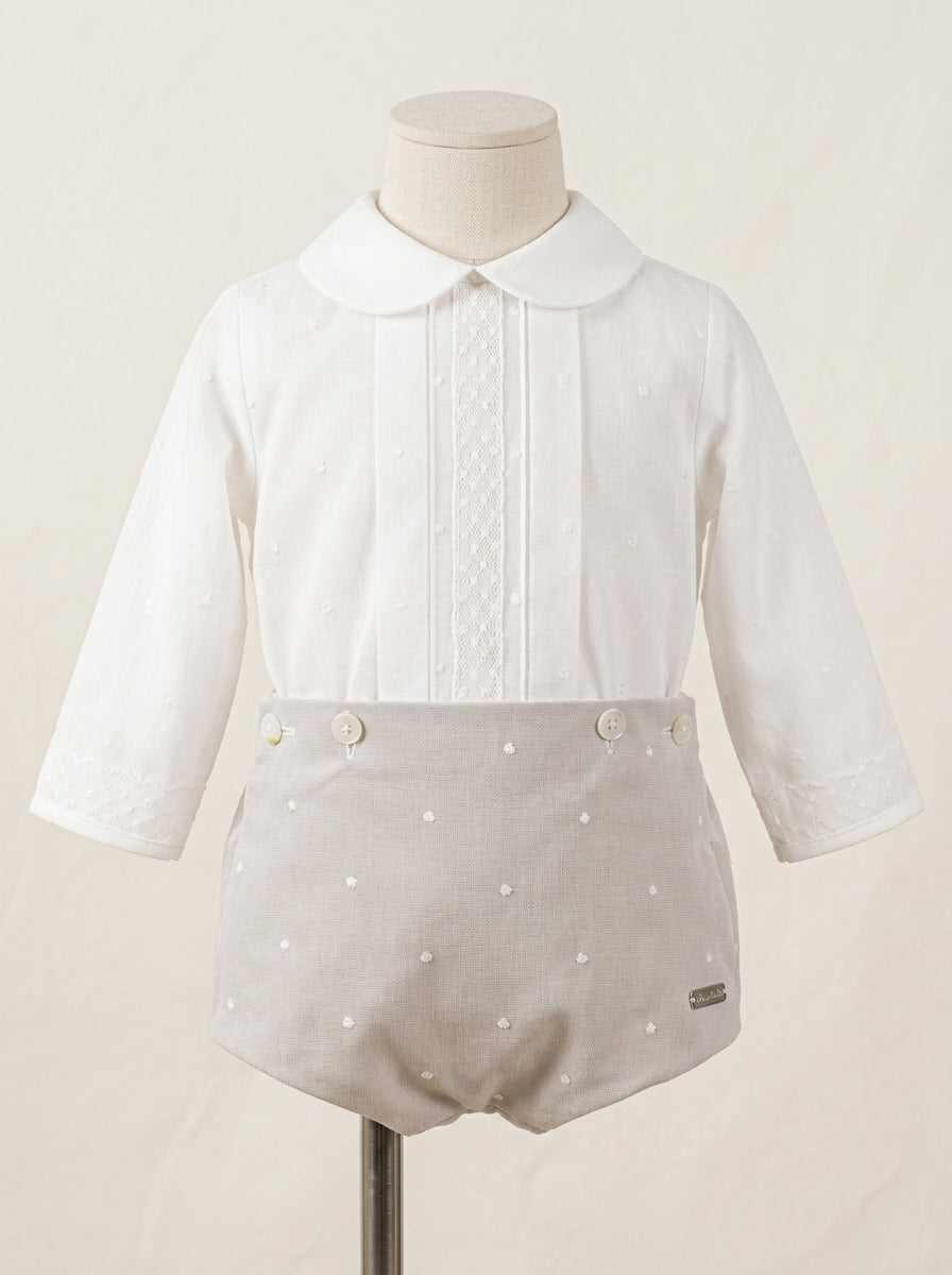 Conjunto camisa bordada y culote arena bordado
