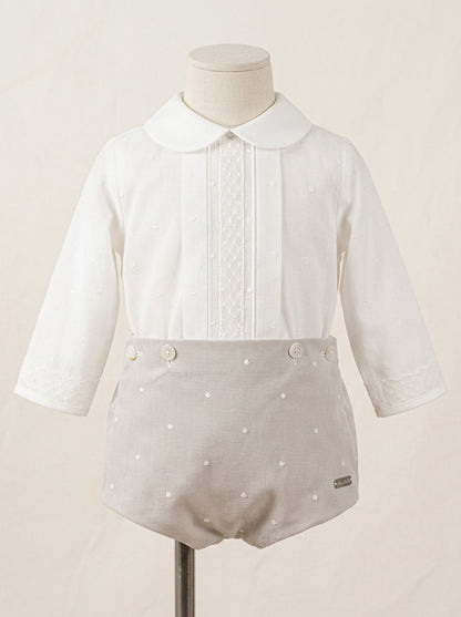 Conjunto camisa bordada y culote arena bordado