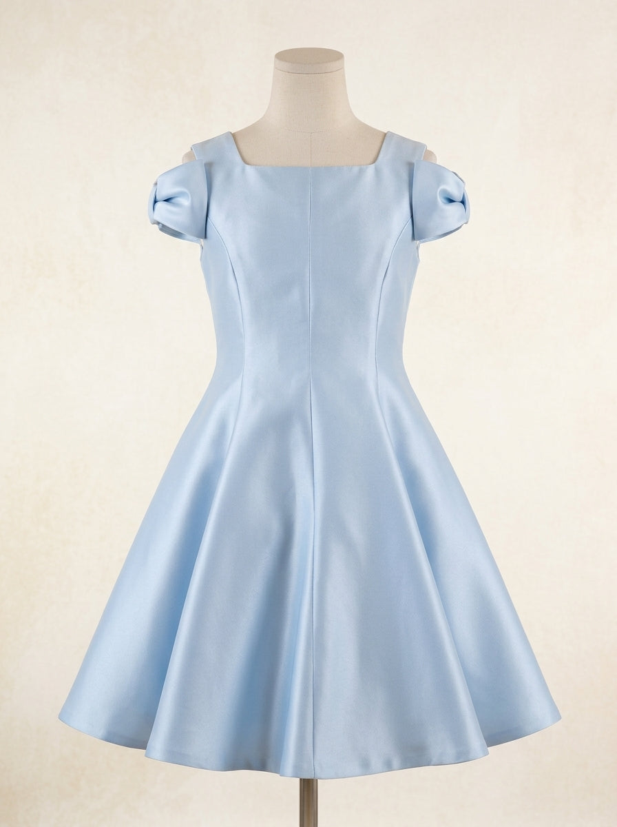 Vestido mikado azul bebe