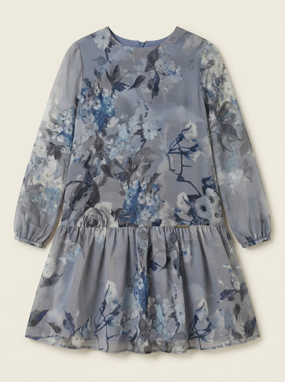 Vestido gasa estampado gris