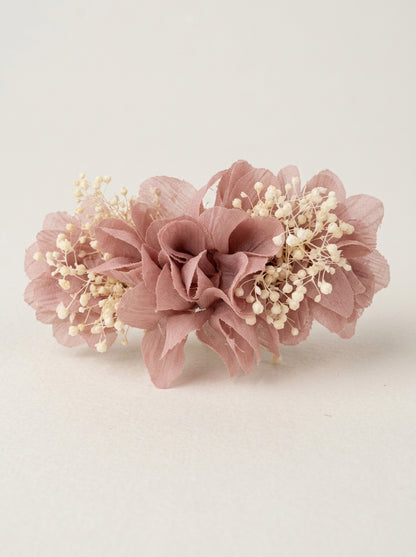 Tocado/broche rosa empolvado