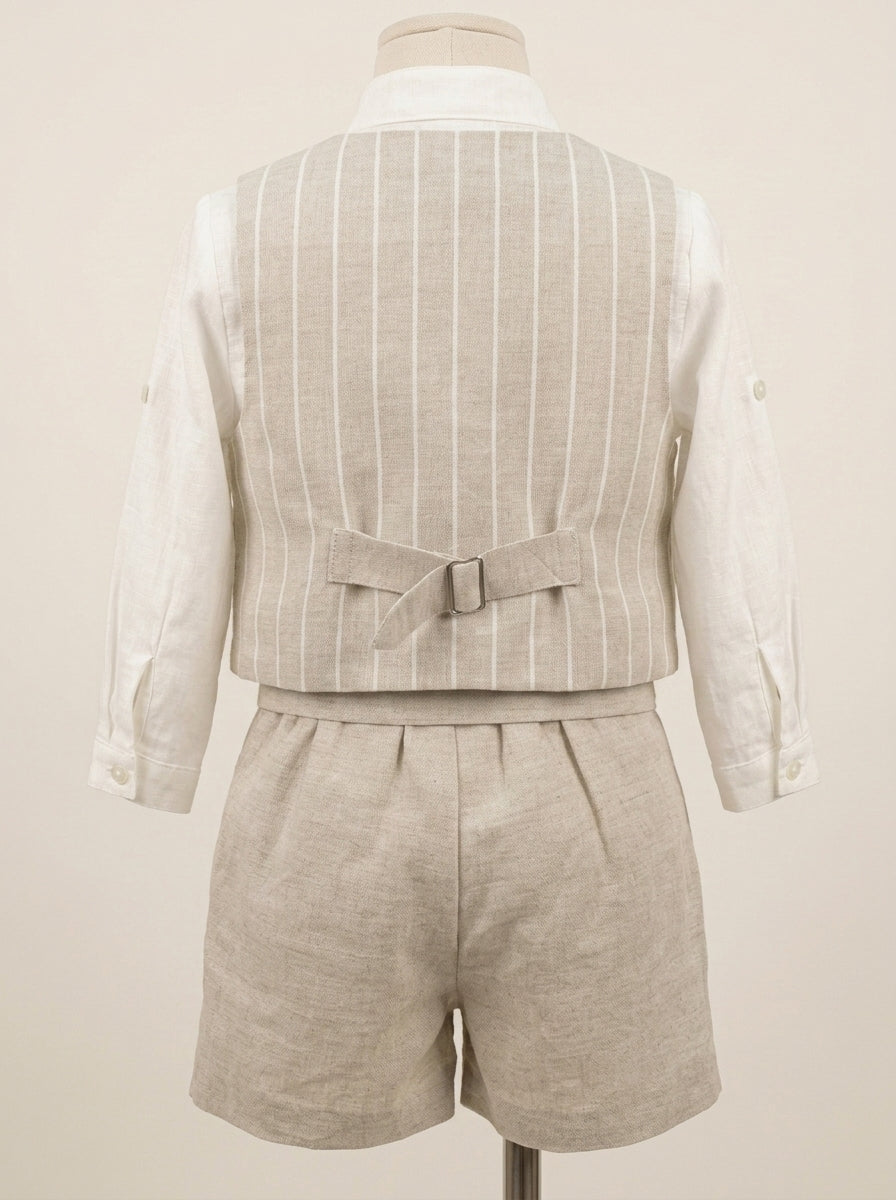 Conjunto lino cuatro piezas beig