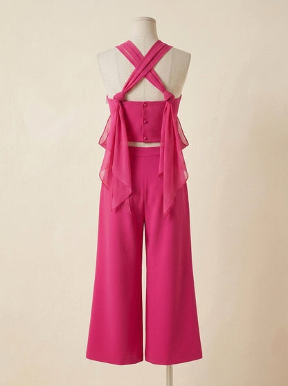 Conjunto top tirantes y pantalon fucsia