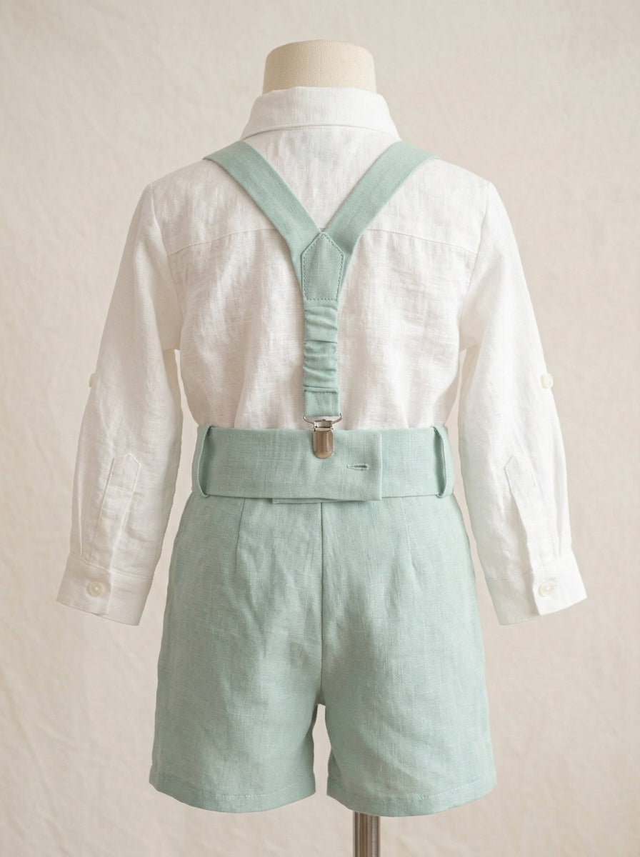 Conjunto tirantes verde agua con pajarita