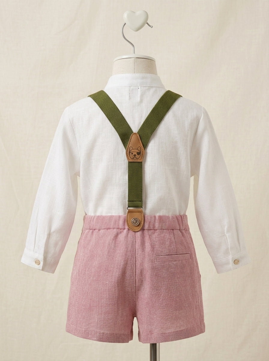 Conjunto camisa y short rosa con tirantes verdes "Capricornio"