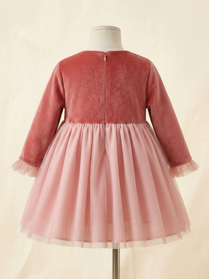 Vestido terciopelo teja con falda de tul "Vickie"