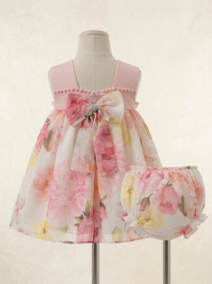Vestido con braguita flores rosas "Capricornio"