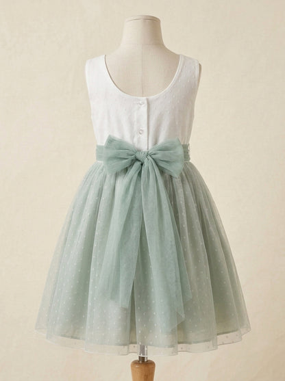 Vestido tul verde sin mangas