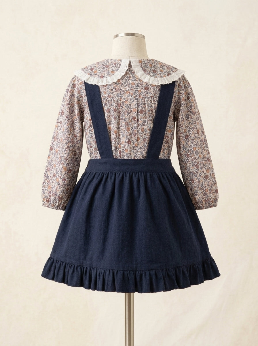 Pichi vaquero y camisa flores marrones
