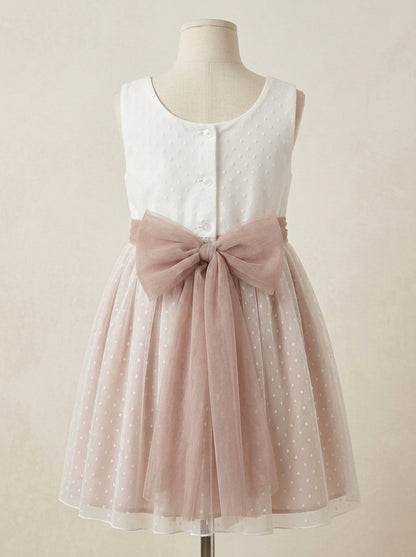 Vestido tul rosa empolvado sin mangas