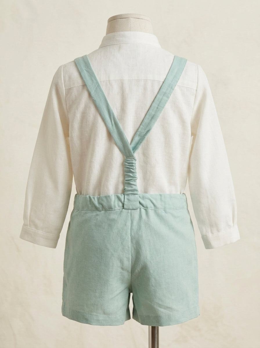Conjunto camisa lino y short tirantes verdes