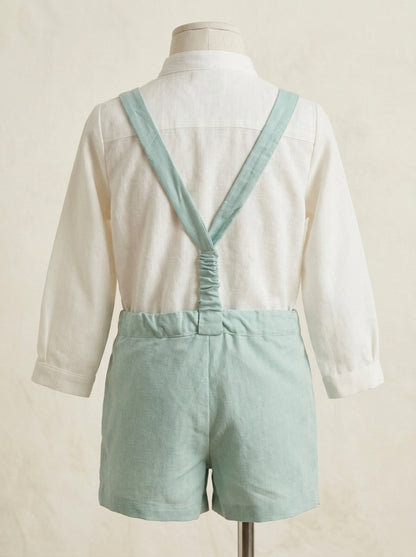 Conjunto camisa lino y short tirantes verdes