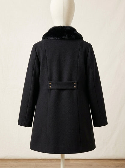 Abrigo largo negro cuello pelito extraible