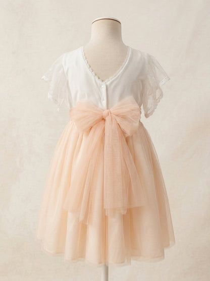 Vestido tul blanco y melocoton